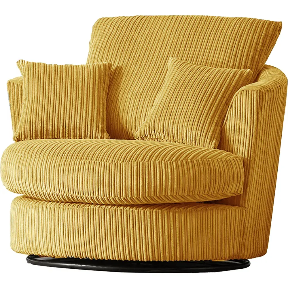 Jumbo Cord Swivel Chair - Mustard