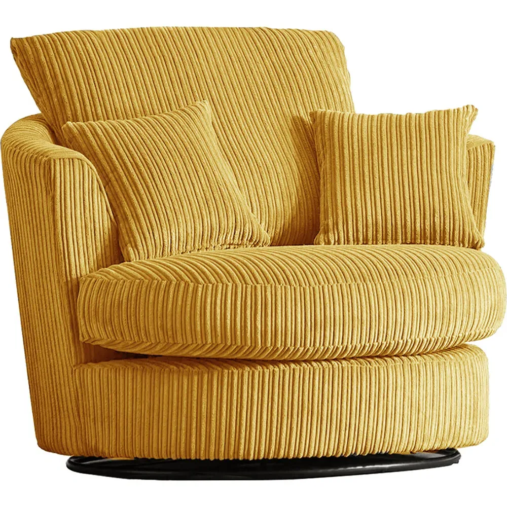 Jumbo Cord Swivel Chair - Mustard