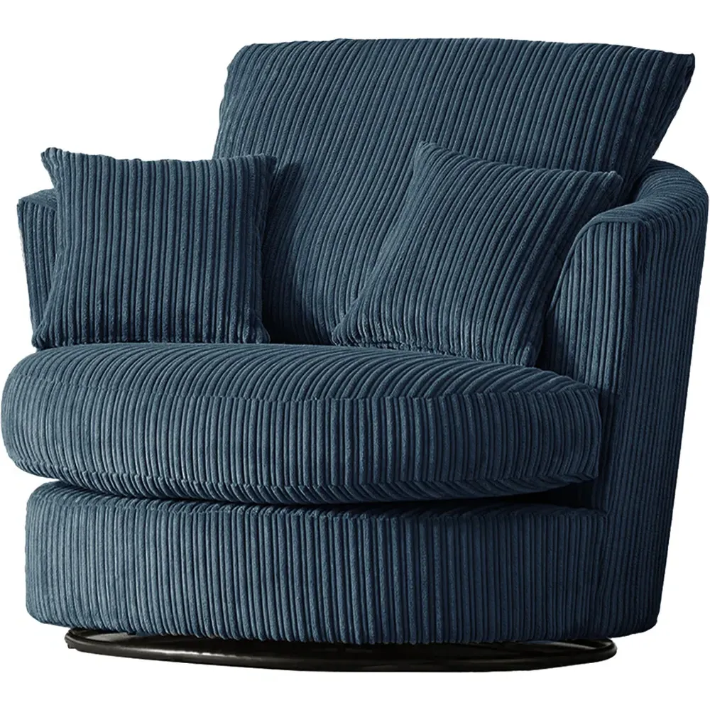 Jumbo Cord Swivel Chair - Navy Blue
