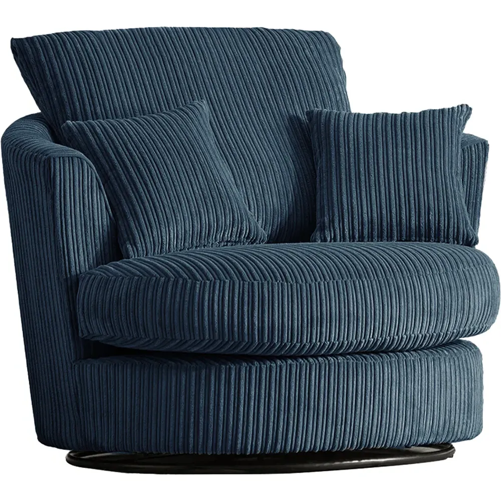 Jumbo Cord Swivel Chair - Navy Blue
