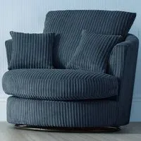 Jumbo Cord Swivel Chair - Navy Blue