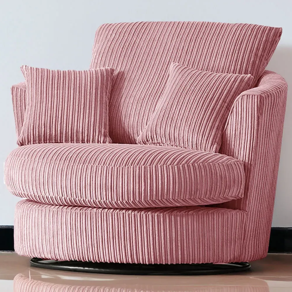 Jumbo Cord Swivel Chair - Pink