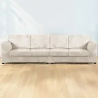 Luxor 4-Seater Full Back Sofa - Cream, Jumbo Cord