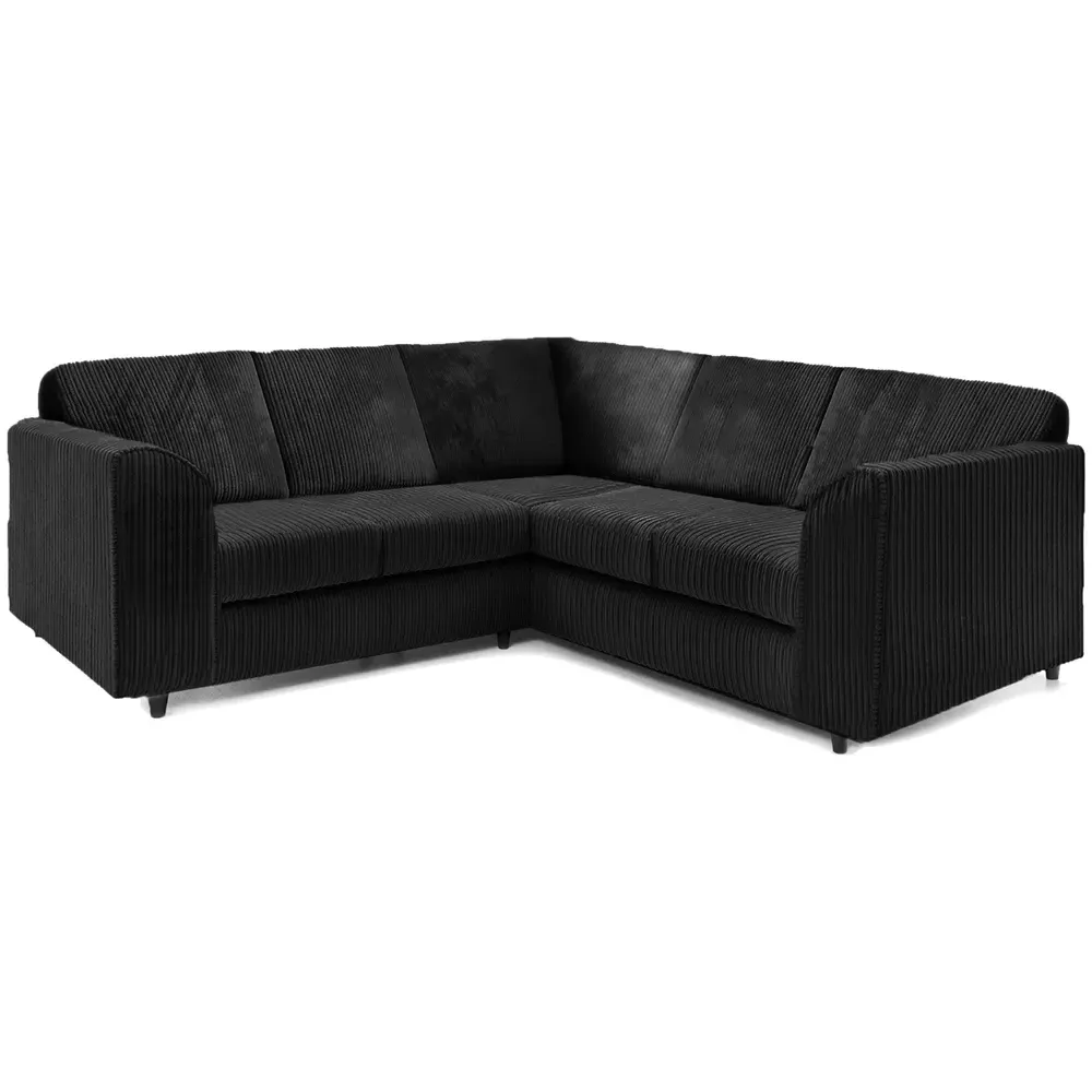 Luxor 5-Seater L-Shaped Corner Sofa Set - Black, Cord