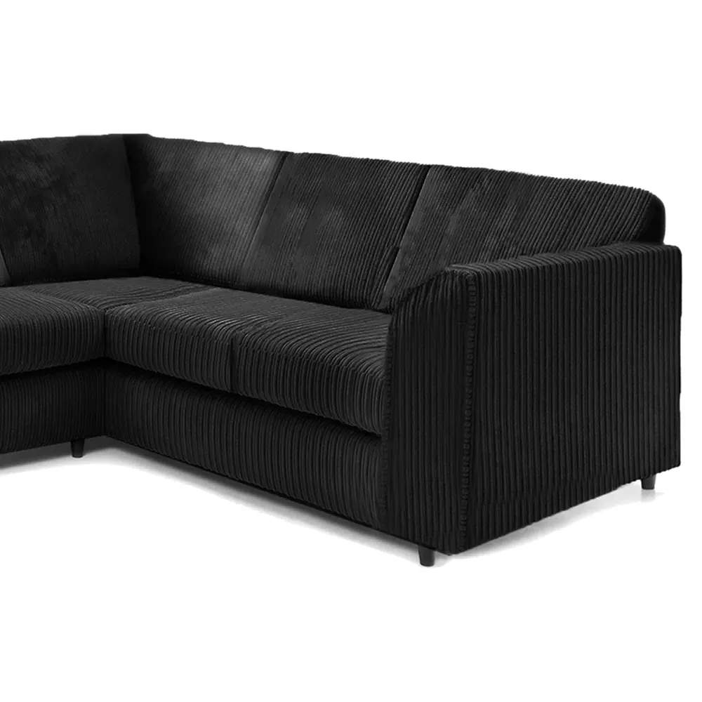 Luxor 5-Seater L-Shaped Corner Sofa Set - Black, Cord