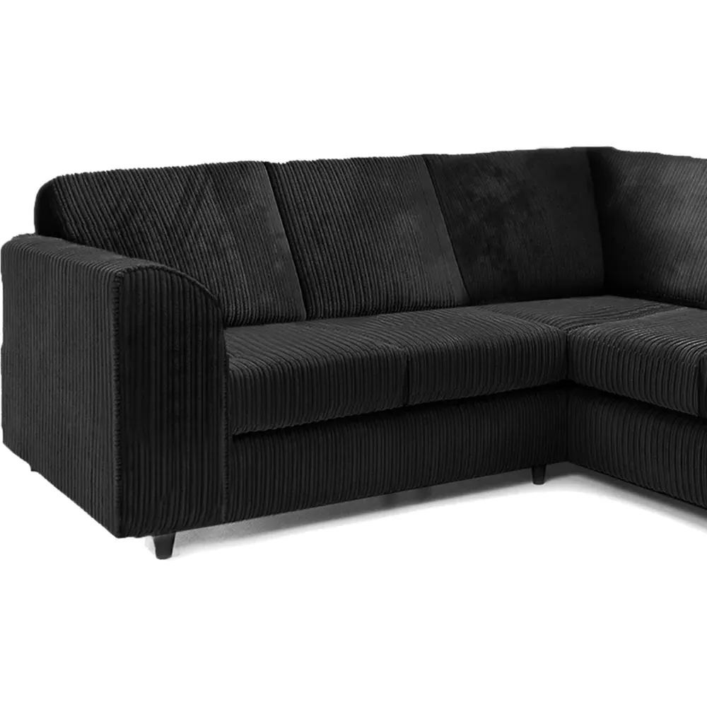 Luxor 5-Seater L-Shaped Corner Sofa Set - Black, Cord