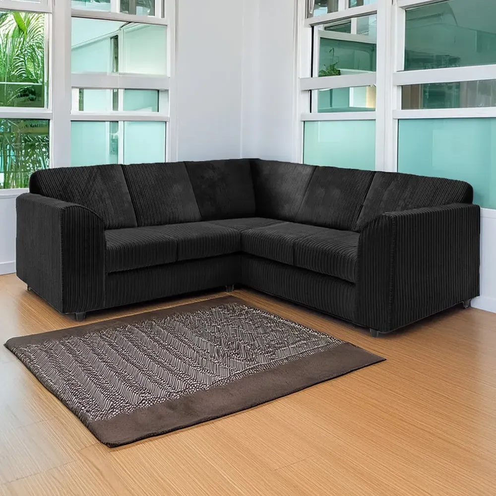 Luxor 5-Seater L-Shaped Corner Sofa Set - Black, Cord image
