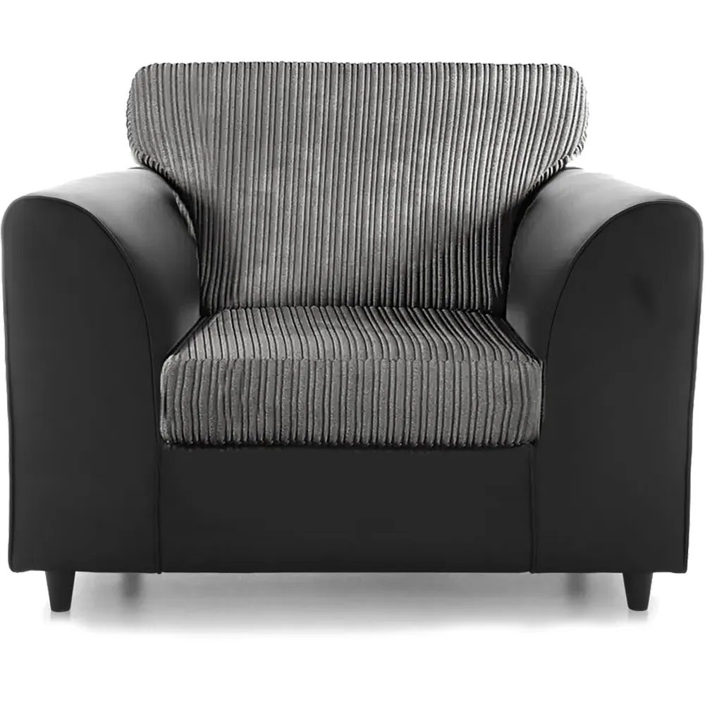 Single Seater Armchair - Black and Grey, Jumbo Cord