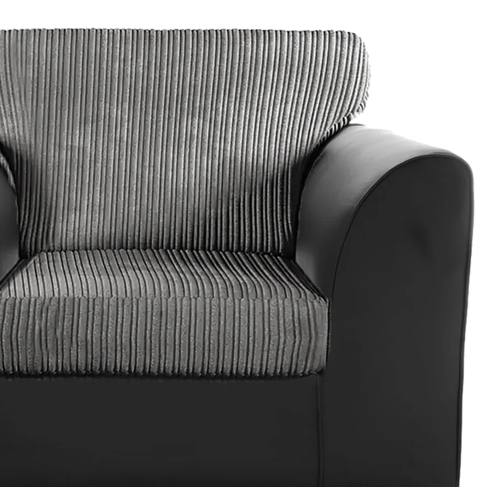 Single Seater Armchair - Black and Grey, Jumbo Cord