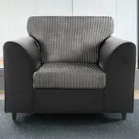 Single Seater Armchair - Black and Grey, Jumbo Cord