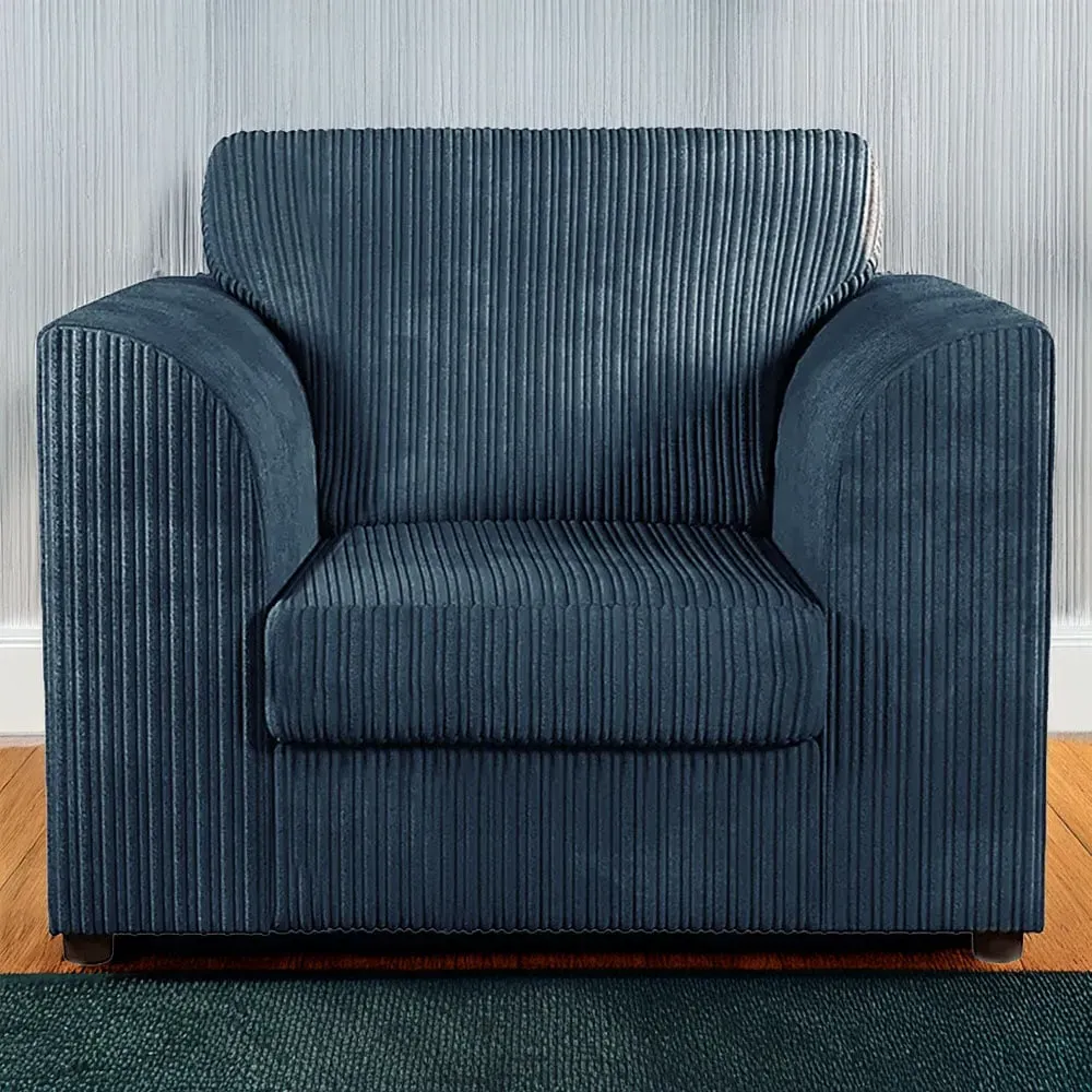 Single Seater Armchair - Navy Blue, Jumbo Cord