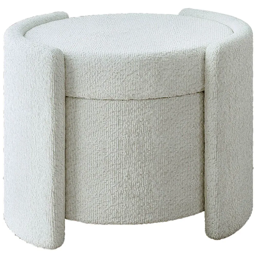 CARME Home Storage Stool - White, Bouclé