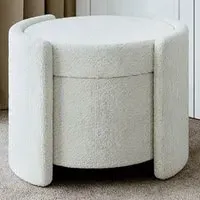 CARME Home Storage Stool - White, Bouclé