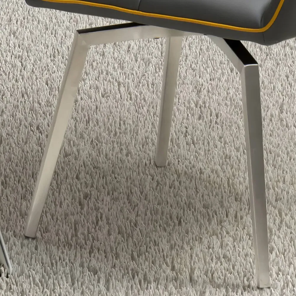 Set of 2 Swivel Dining Chairs - Graphite Grey, Leather Effect