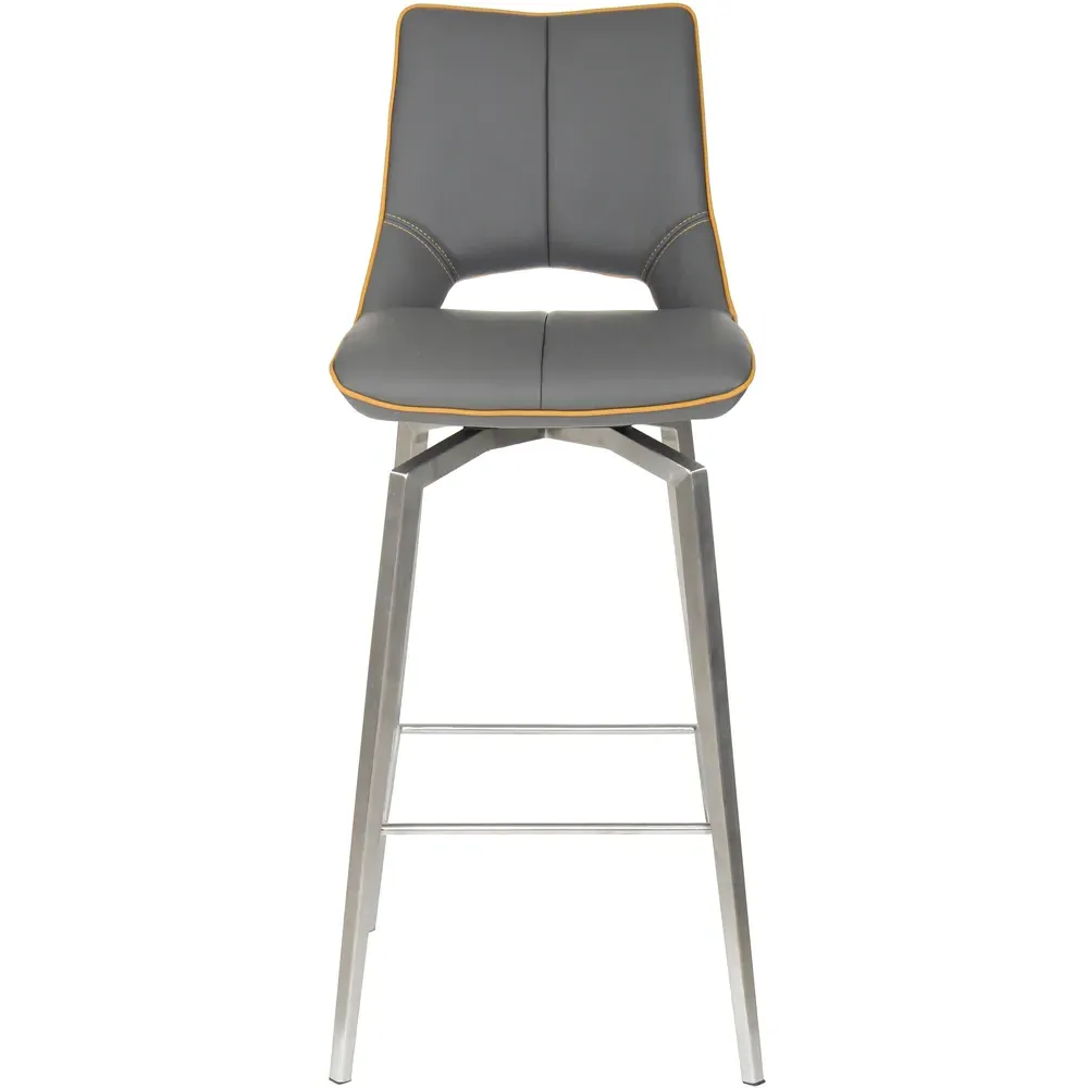 Swivel Bar Chair with Tripod Legs - Grey, Leather Effect