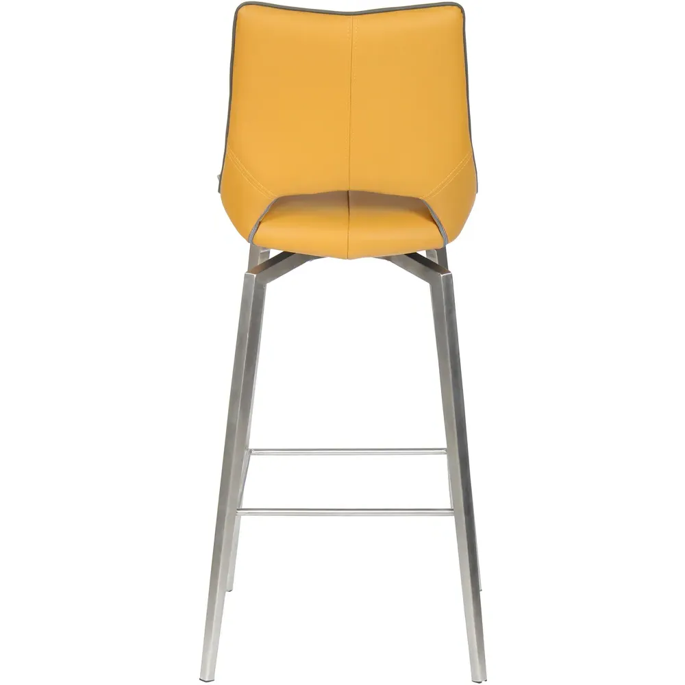 Swivel Bar Chair with Tripod Legs - Yellow, Leather Effect