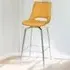 Swivel Bar Chair with Tripod Legs - Yellow, Leather Effect
