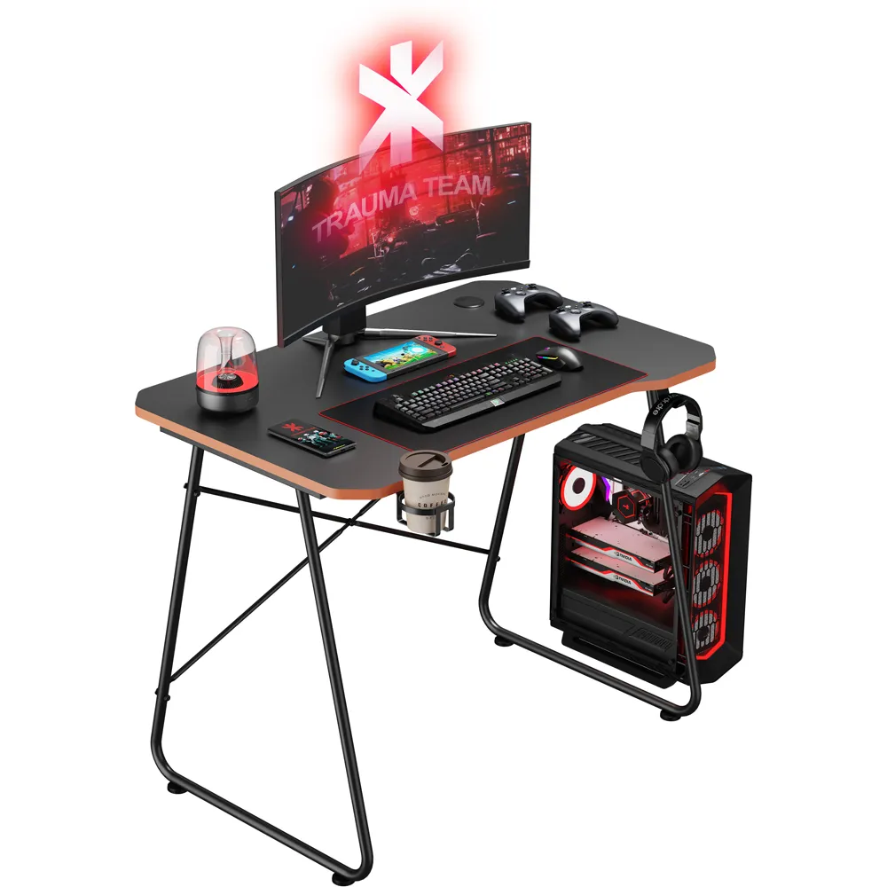 Gaming Desk with Cable Management - Black