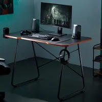 Gaming Desk with Cable Management - Black