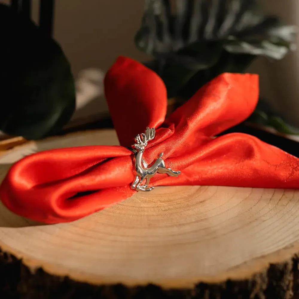 Christmas Stag Napkin Rings - Silver