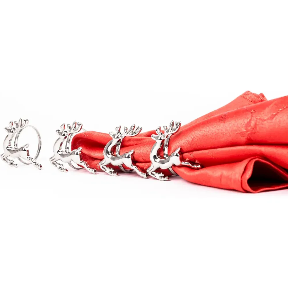 Christmas Stag Napkin Rings - Silver