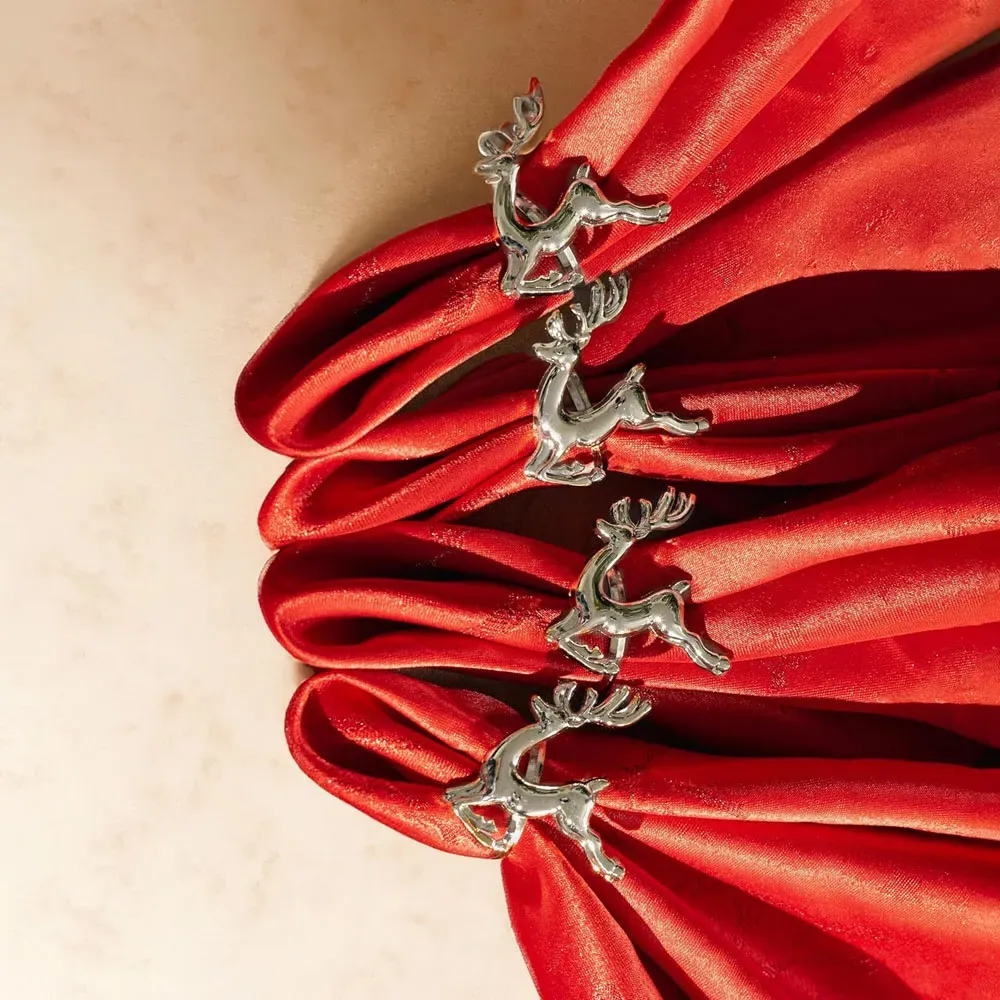 Christmas Stag Napkin Rings - Silver