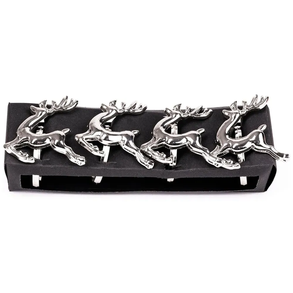 Christmas Stag Napkin Rings - Silver