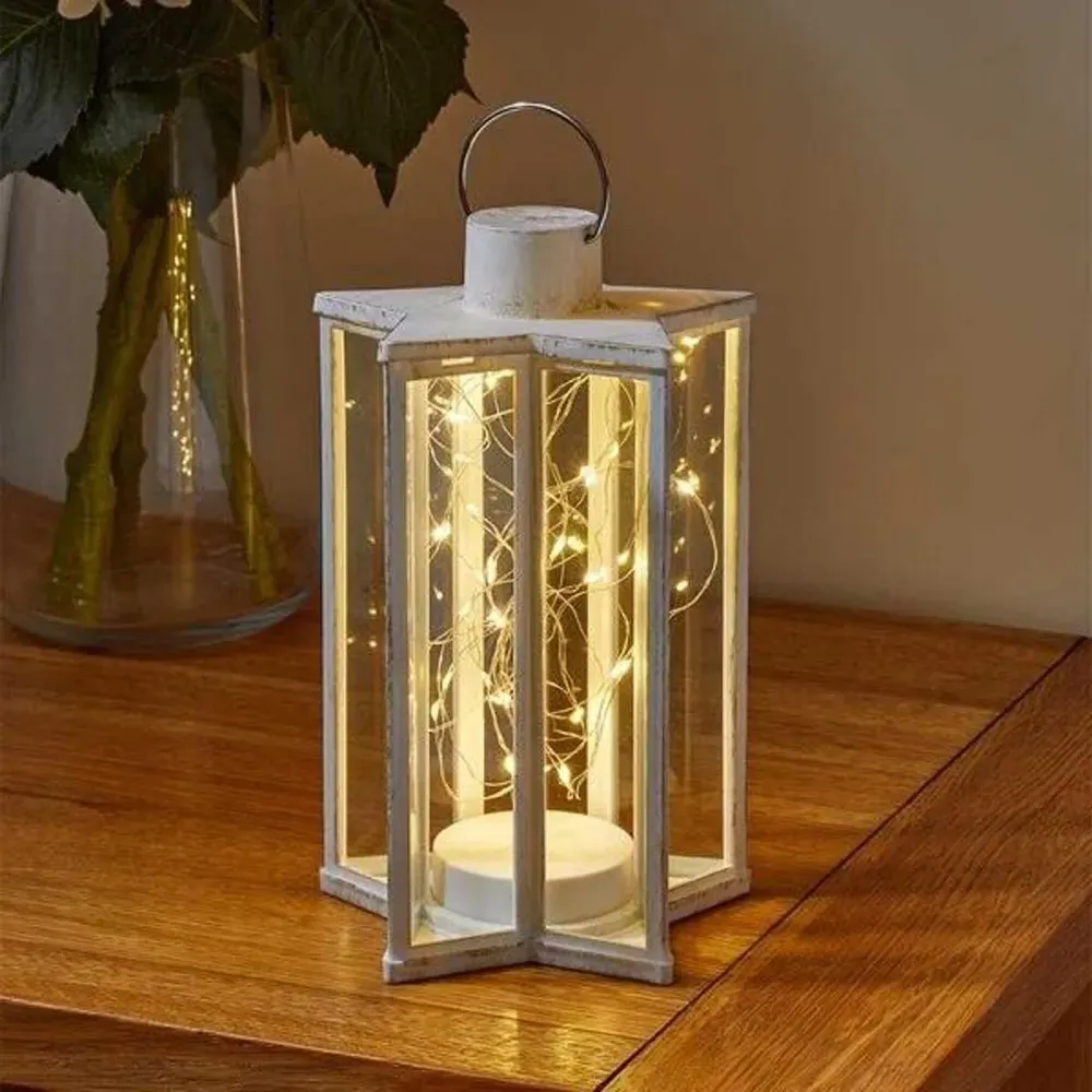 Cream Starlight LED Lantern - White