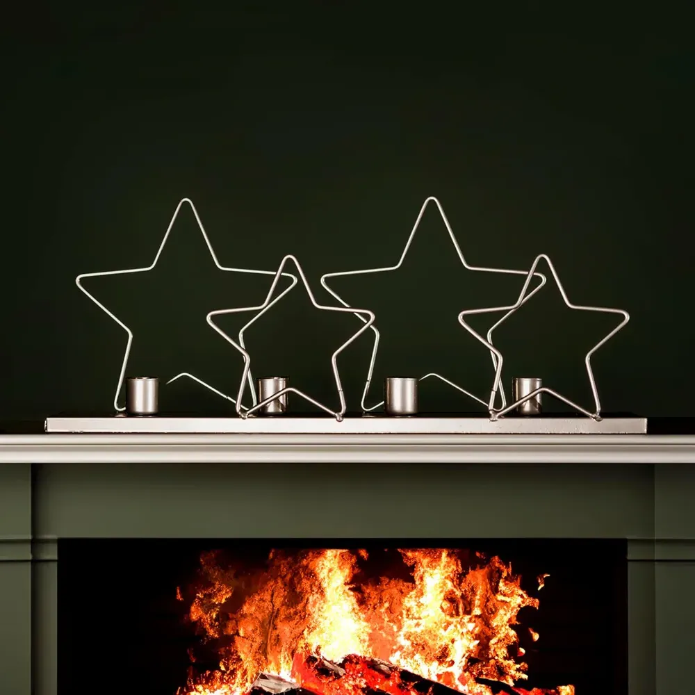 Dinner Candle Holder with Stars - Silver
