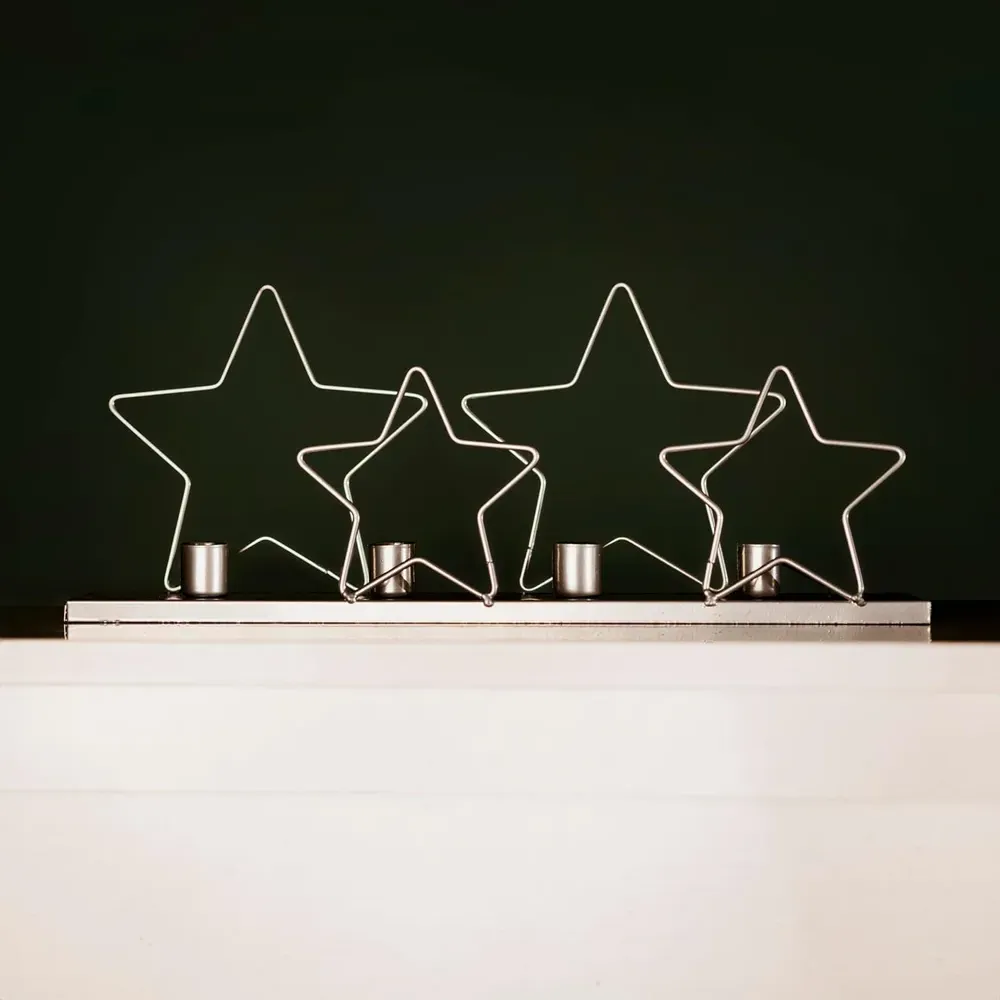 Dinner Candle Holder with Stars - Silver