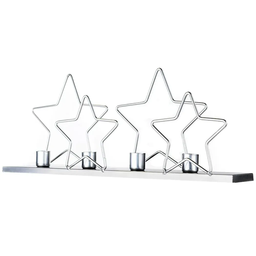Dinner Candle Holder with Stars - Silver image