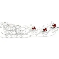 Flying Reindeer Sleigh Candle Holder - Silver