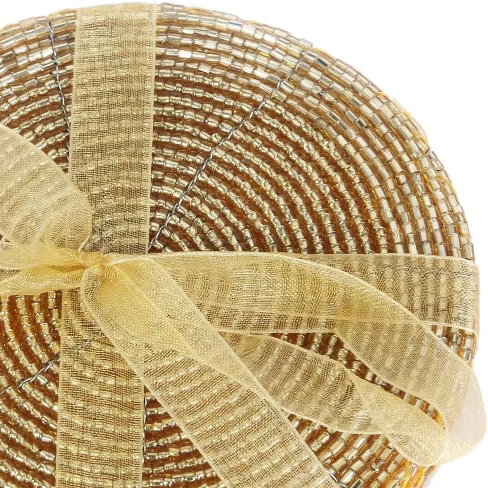 Gold Beaded Glass Coasters 4 Pack - Gold
