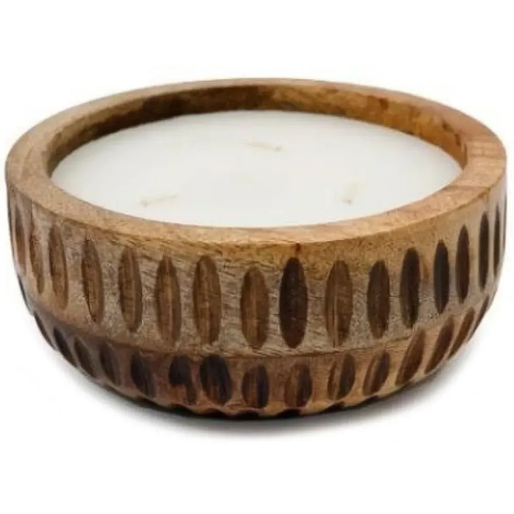 Mushroom Ribbed Edge Wooden Candle - Brown image
