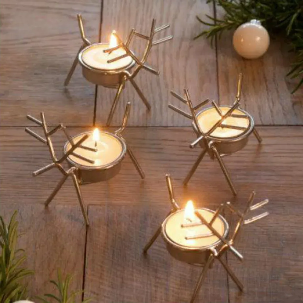 Reindeer Candle Holder 6 Pack - Brown