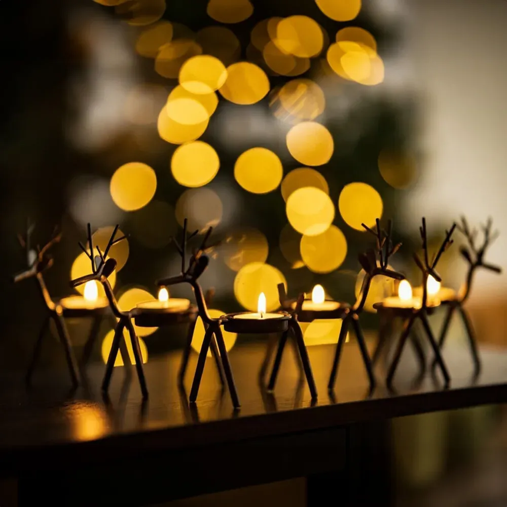 Reindeer Candle Holder 6 Pack - Brown