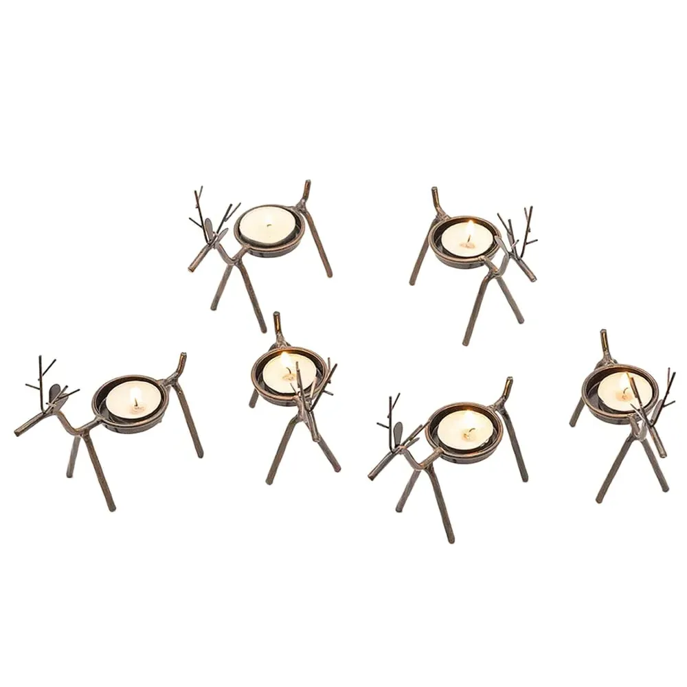 Reindeer Candle Holder 6 Pack - Brown