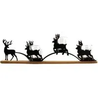 Reindeer Sleigh Candle Holder - Black