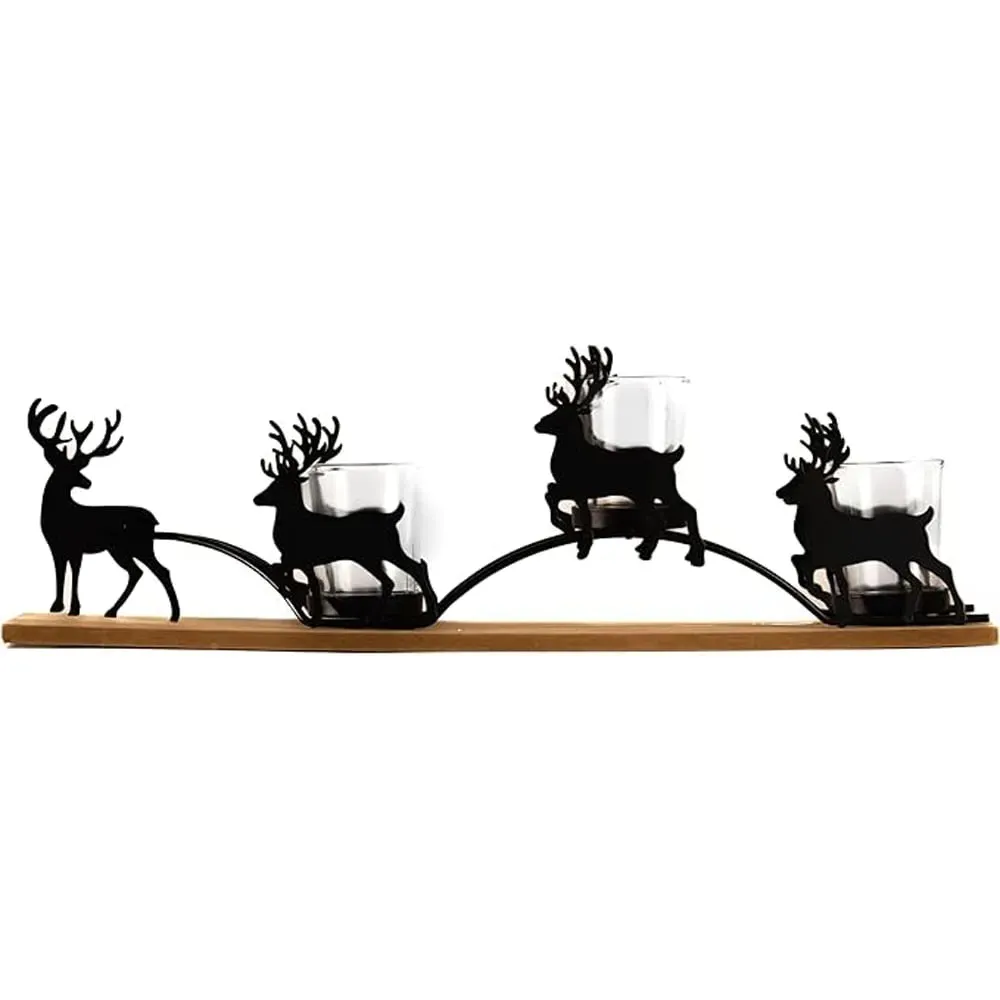 Reindeer Sleigh Candle Holder - Black