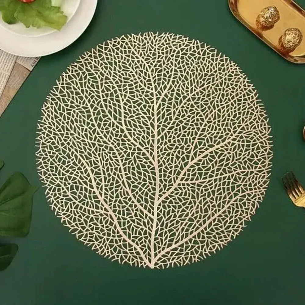 Round Leaf Placemat - Gold, PVC