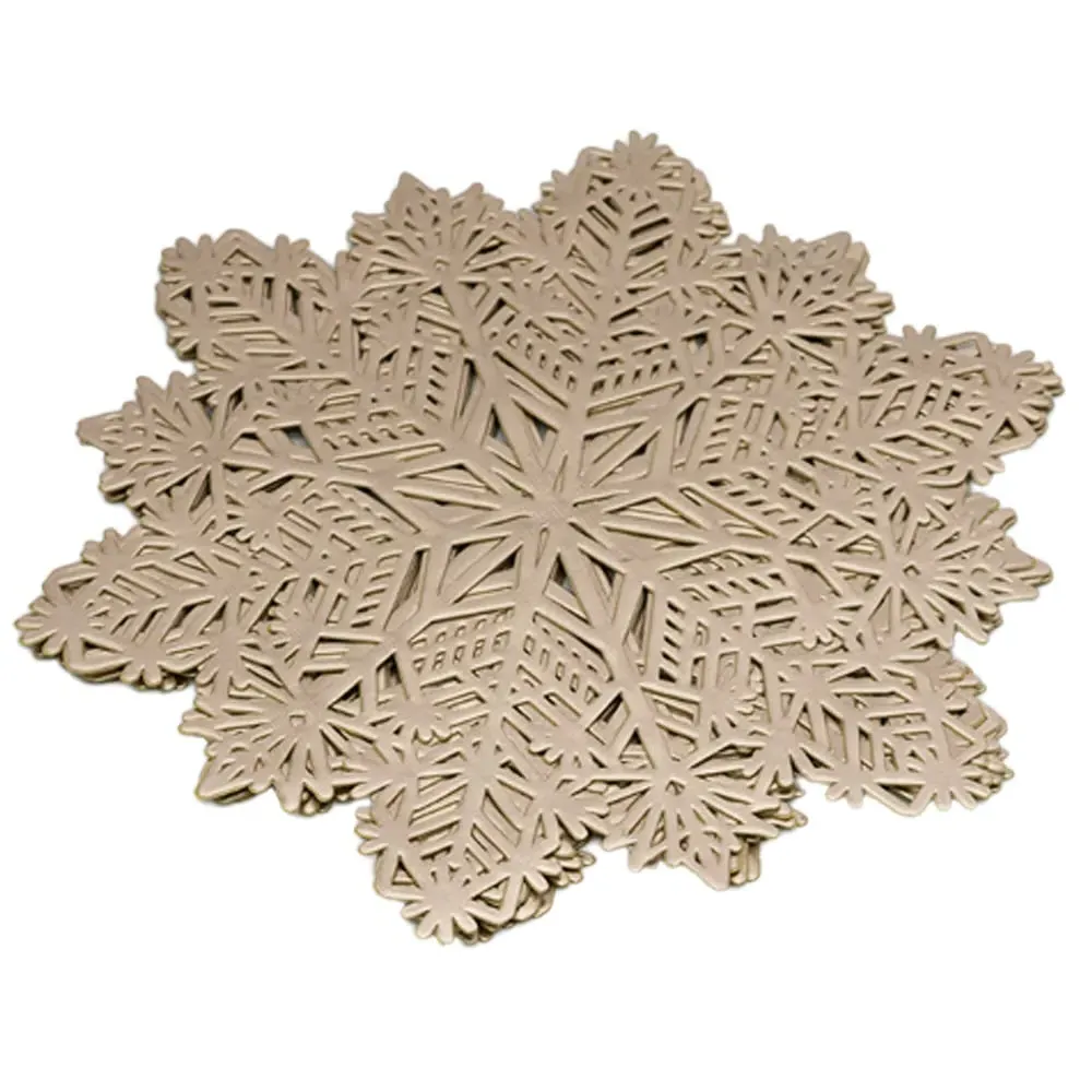 Vinyl Snowflake Placemat and Coaster 6 Pack - Gold