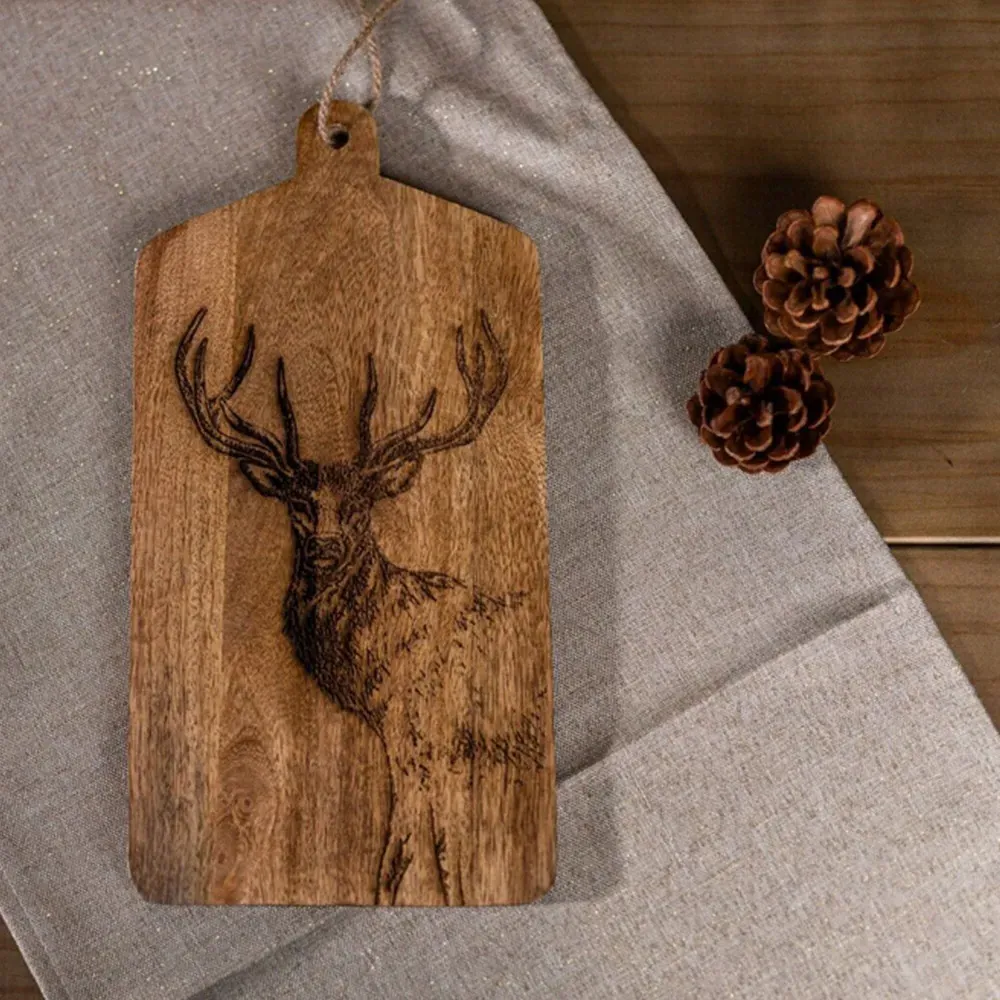 Wooden Stag Chopping Board - Brown, Mango Wood