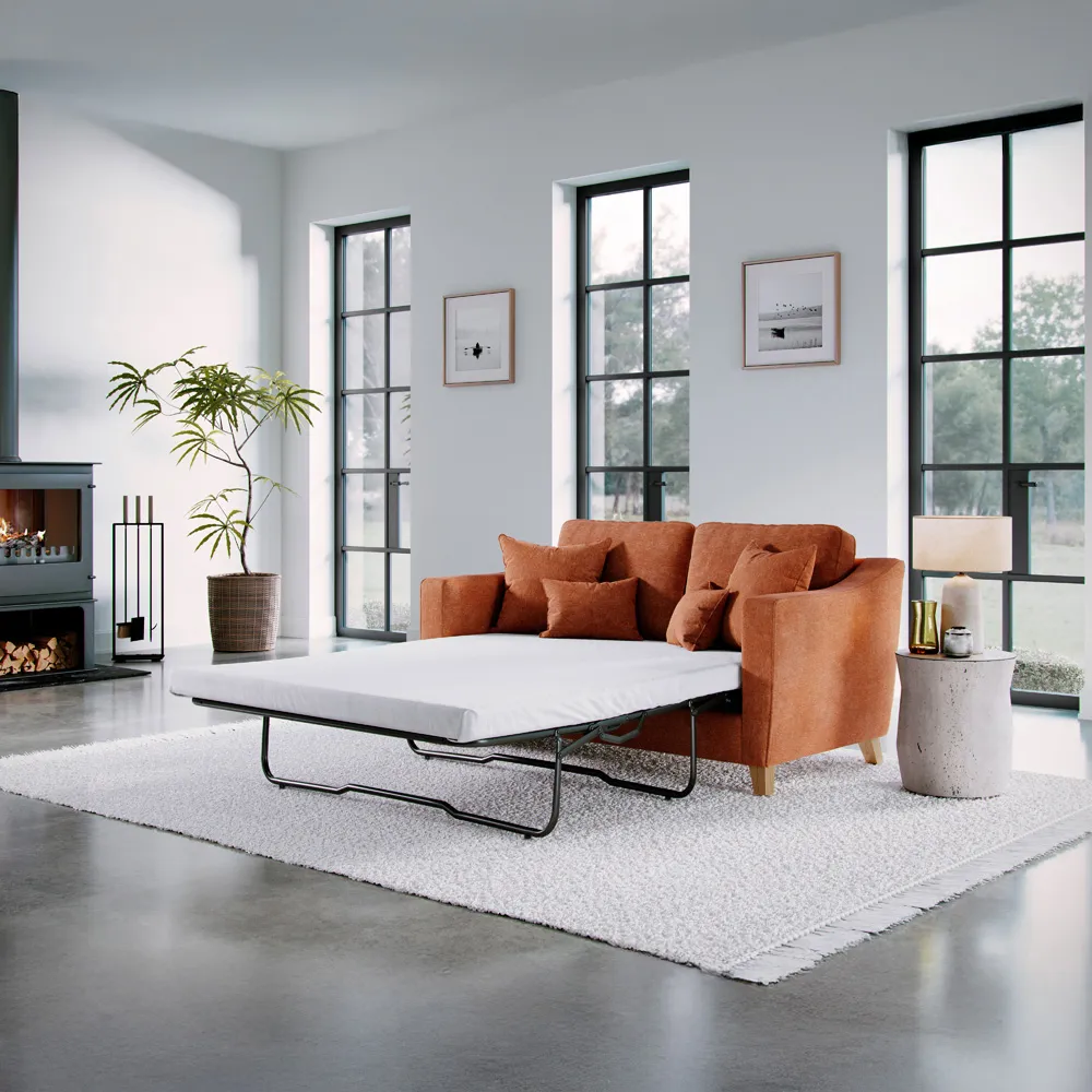 2-Seater City Terracotta Sofa Bed - Red