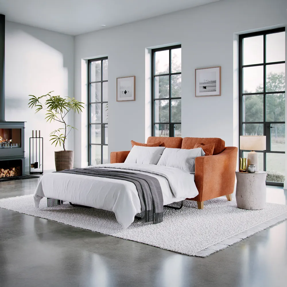 2-Seater City Terracotta Sofa Bed - Red