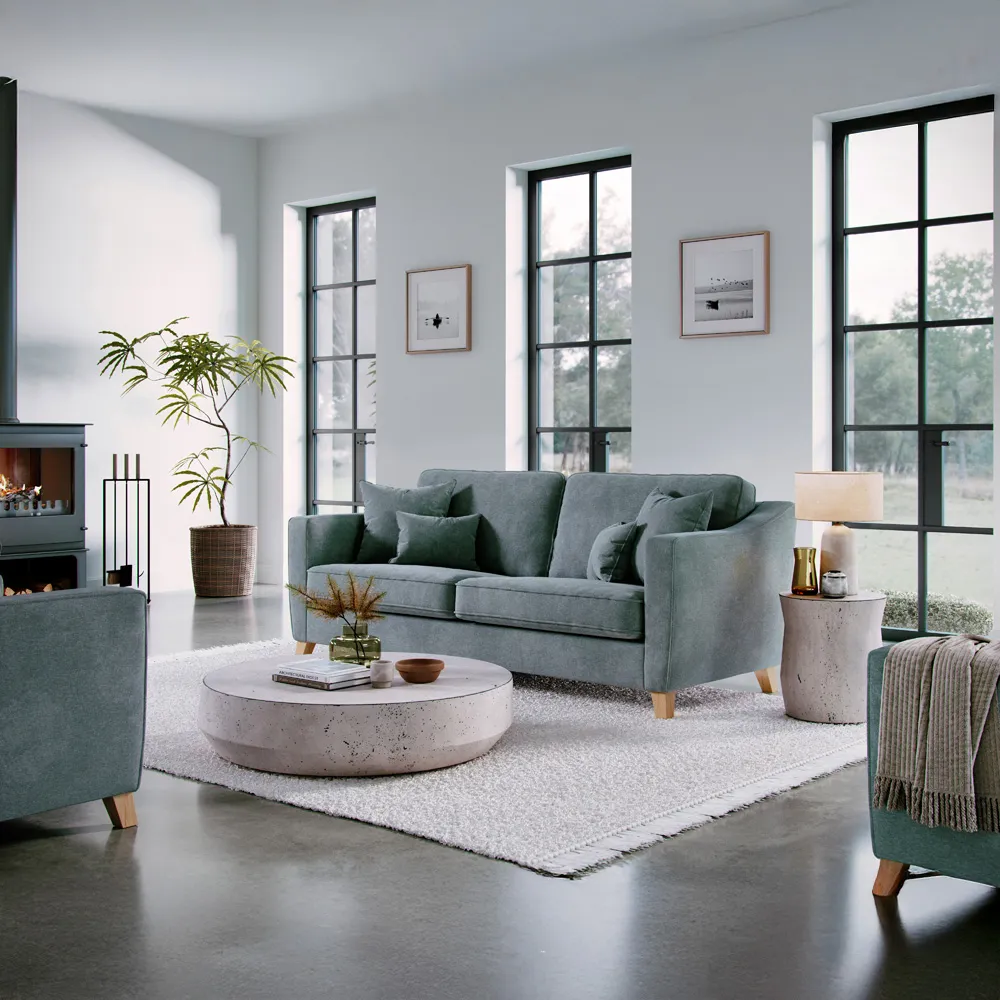 2-Seater Large Sofa - Grey, Denim