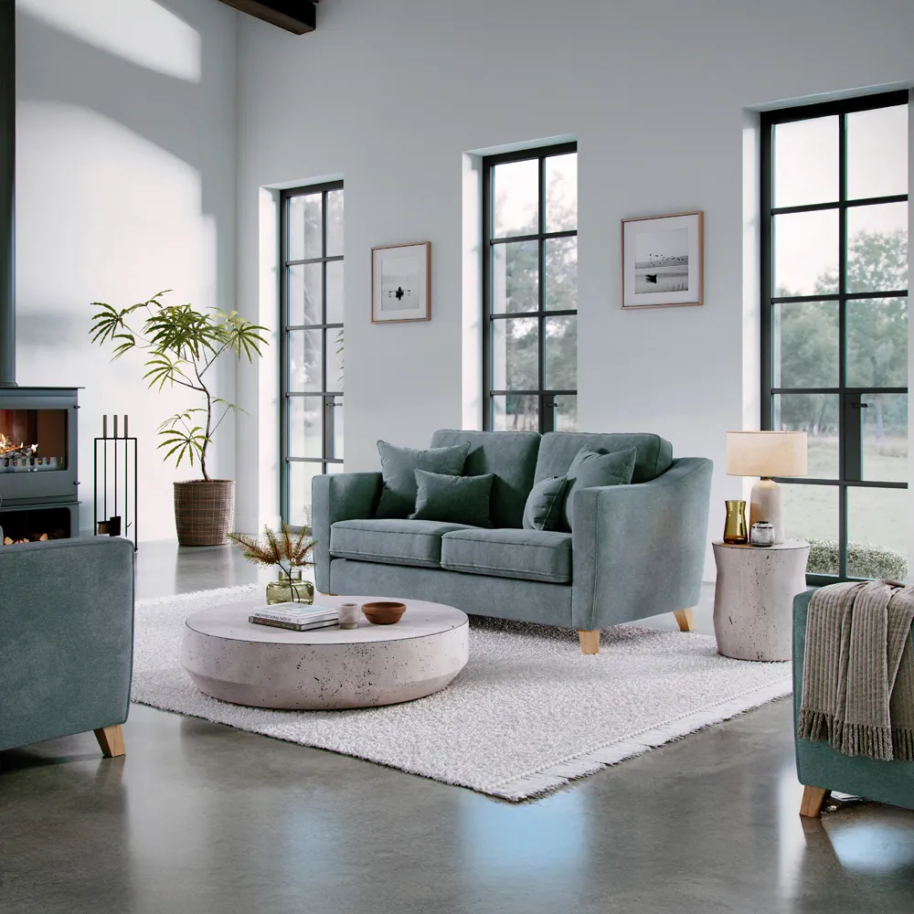 2-Seater Small Sofa - Grey, Denim
