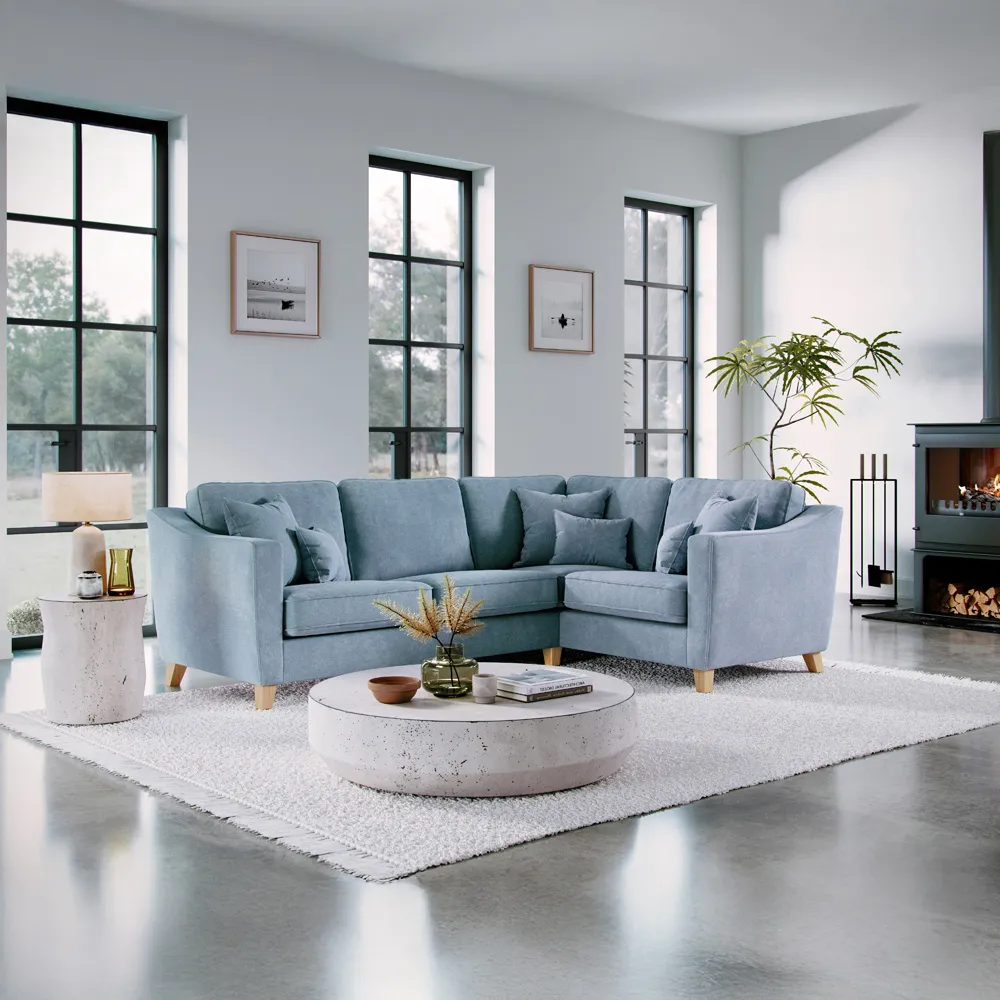 3-Seater Left Hand Corner Sofa - Blue