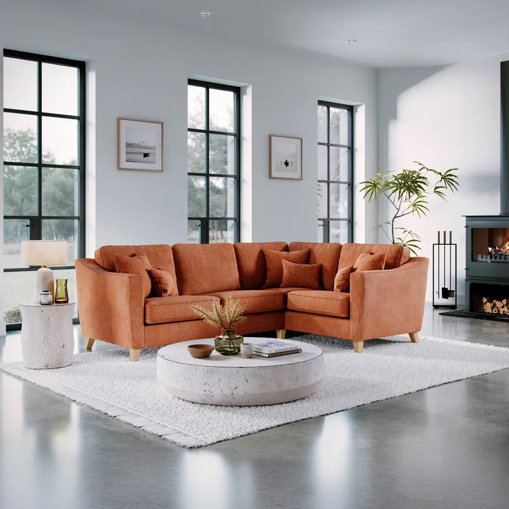 3-Seater Left Hand Corner Sofa - Terracotta
