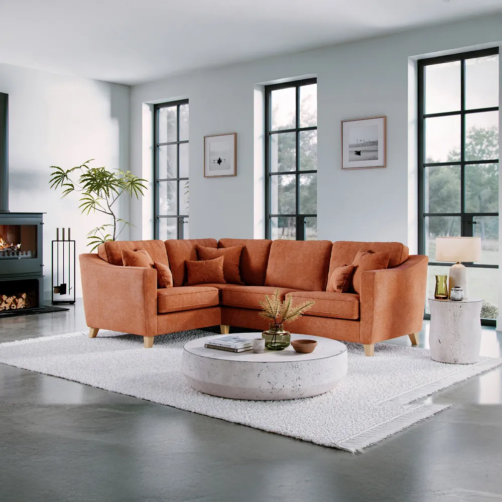 3-Seater Right Hand Corner Sofa - Terracotta