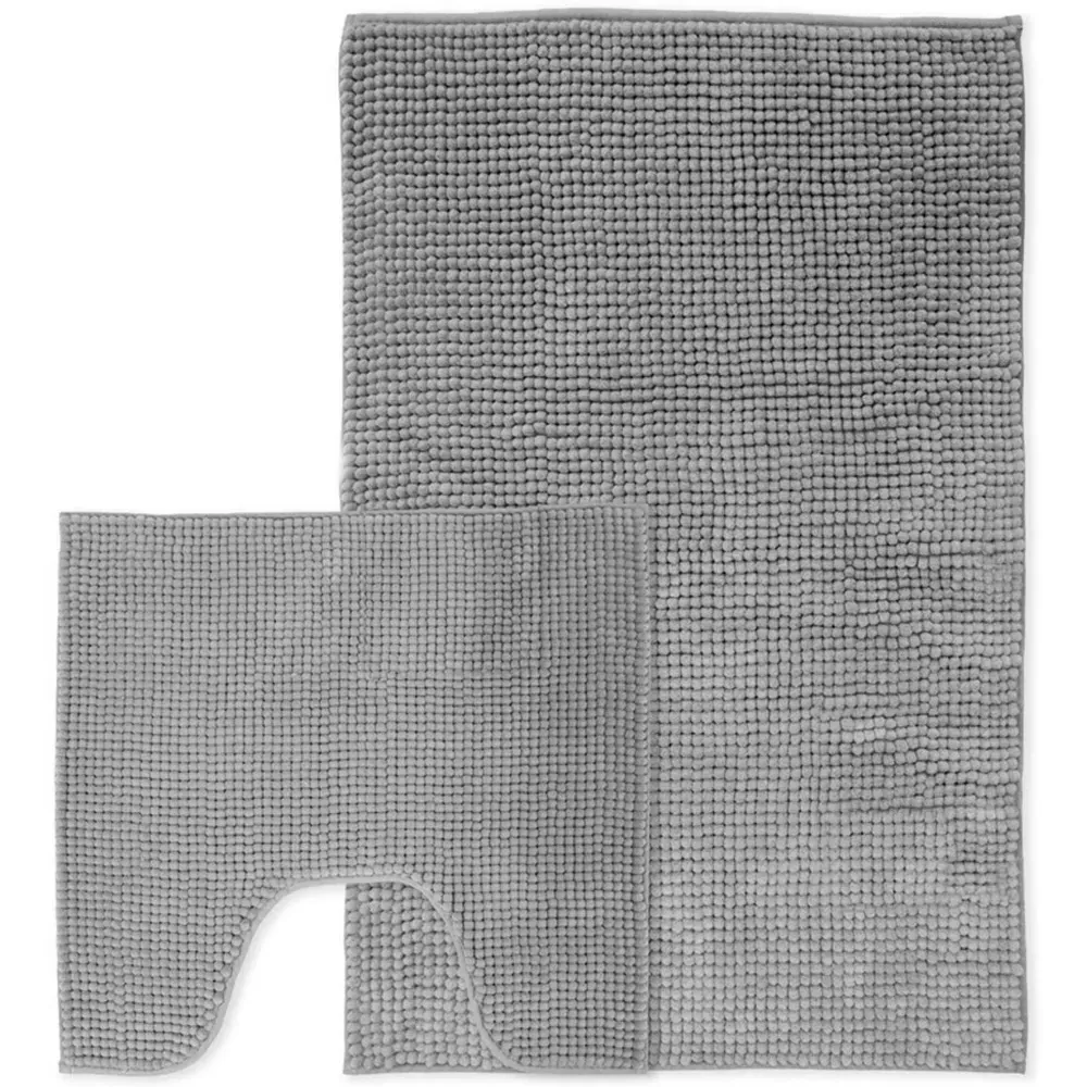 50x80cm Shaggy Noodle Bath Mat - Grey